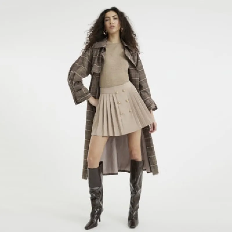Beige Pleated Military Mini Skirt sold by River Island
