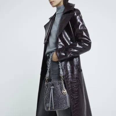 Grey Borg Quilted Bucket Bag sold by River Island