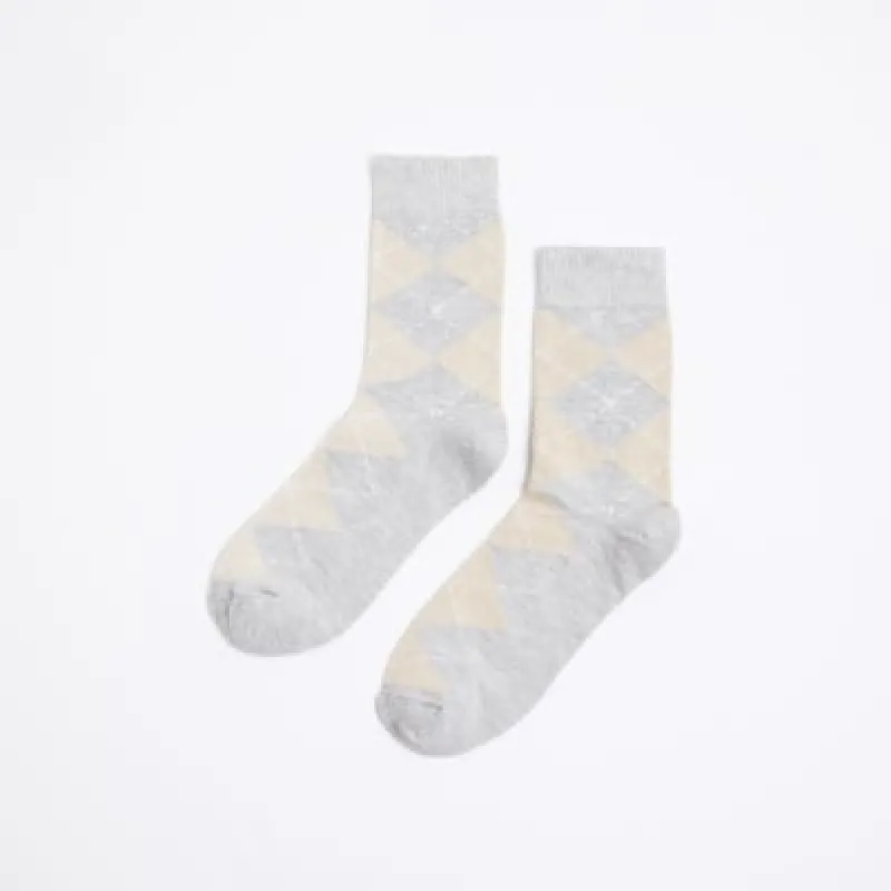 Grey Argyle Check Ankle Socks sold by River Island