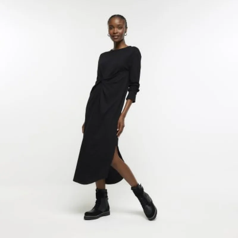 Black knot long sleeve t-shirt midi dress sold by River Island