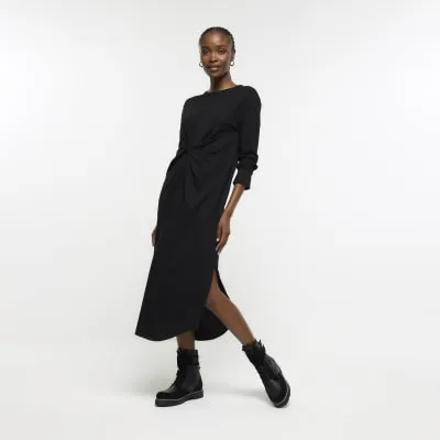 Black knot long sleeve t-shirt midi dress sold by River Island