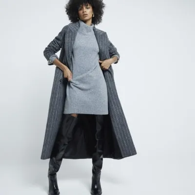 Grey High Neck Jumper Dress sold by River Island