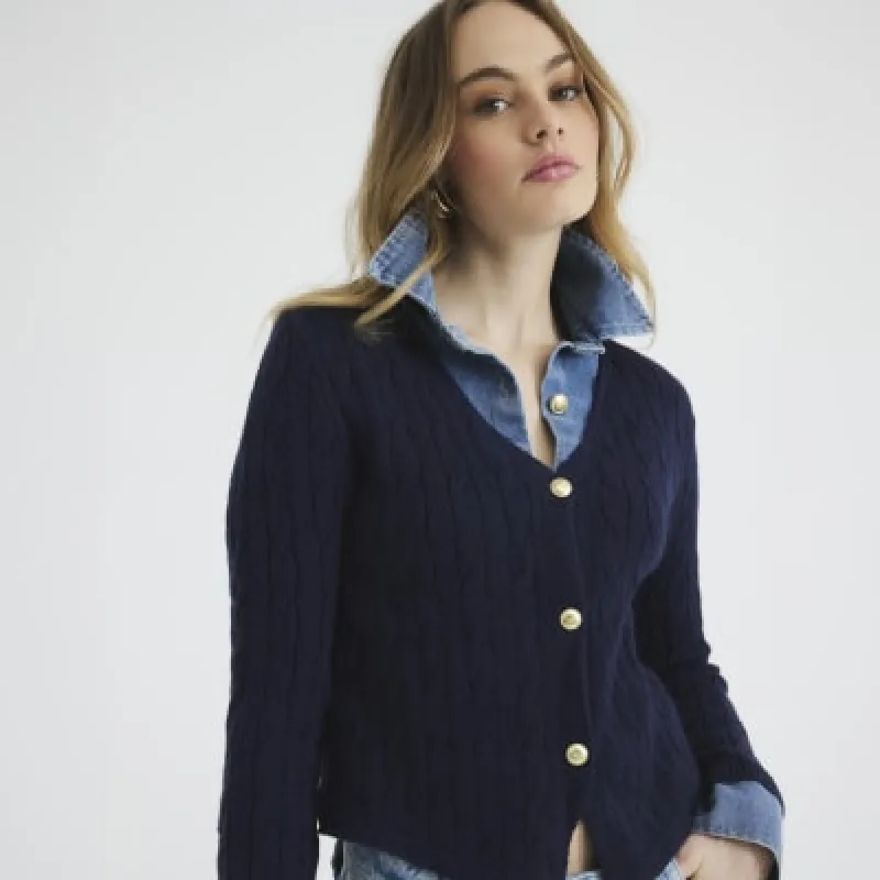 Blue Denim Shirt Knitted Cardigan sold by River Island