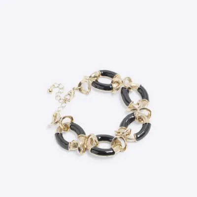 Black Enamel Chain Link Bracelet sold by River Island