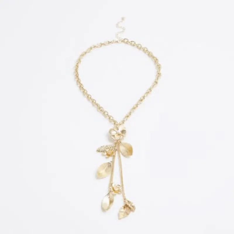 Gold Floral Cluster Necklace sold by River Island