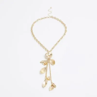 Gold Floral Cluster Necklace sold by River Island