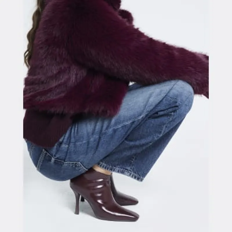 Red Square Toe Heeled Ankle Boots sold by River Island