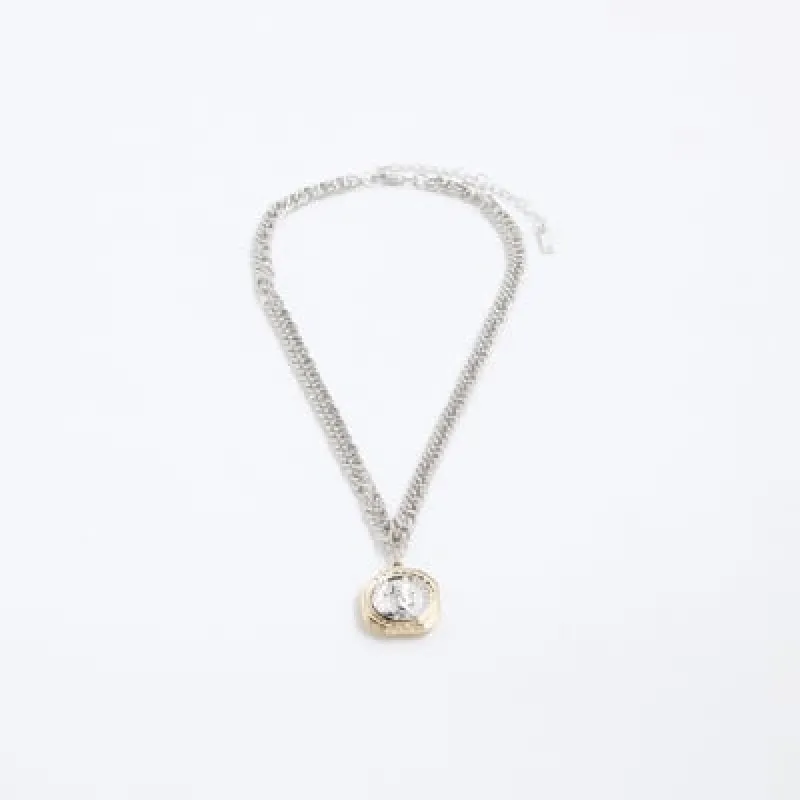 Metal Multi Beaded Coin Necklace sold by River Island