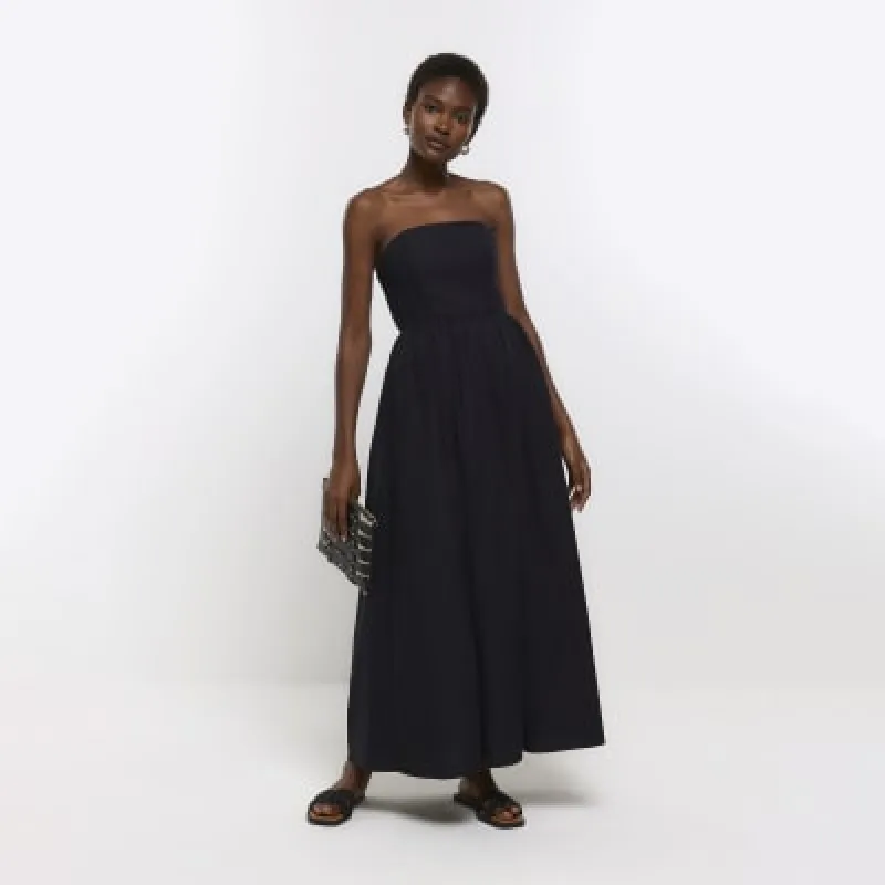 Black bandeau prom maxi dress sold by River Island