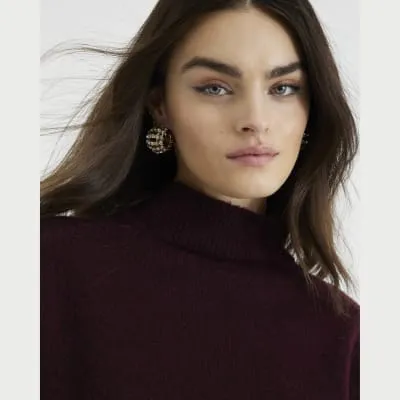 Gold Chunky Crystal Hoop Earrings sold by River Island