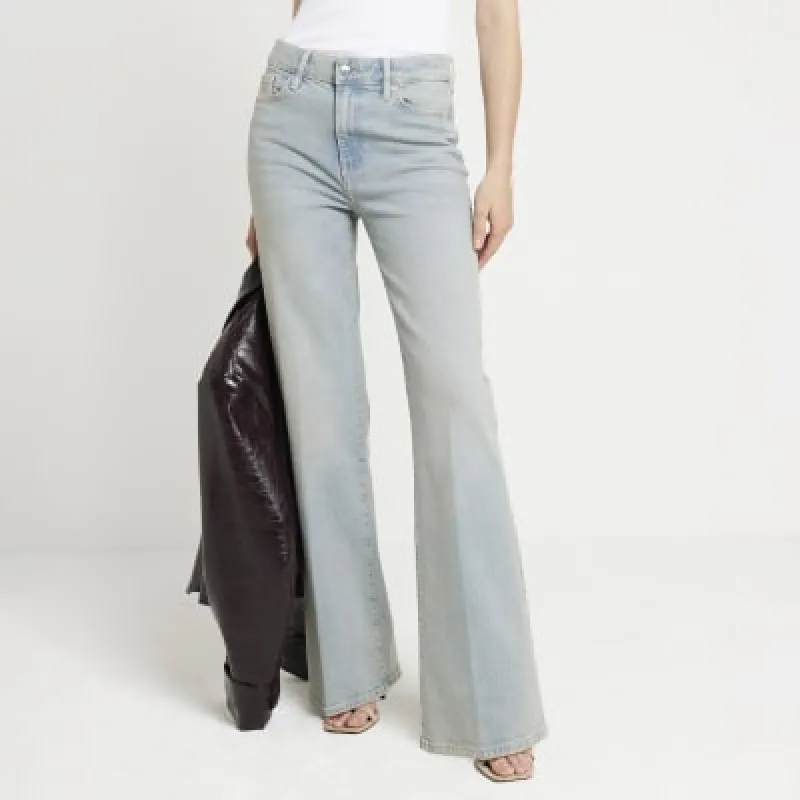 Blue high waisted wide leg jeans made by River Island