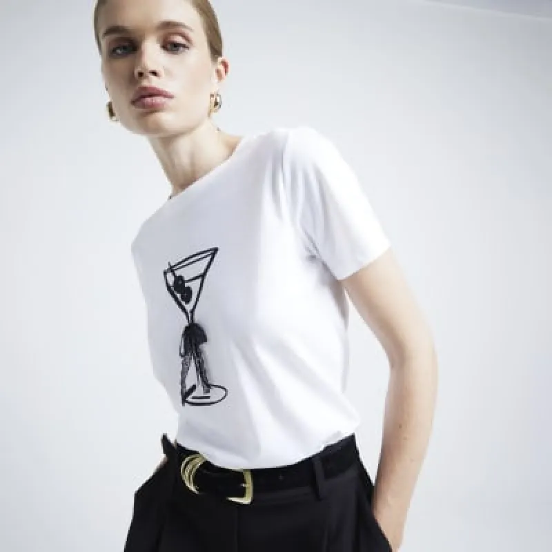 White Cocktail Bow T-shirt sold by River Island