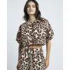 Beige Leopard Print Bubble Hem Crop Top sold by River Island