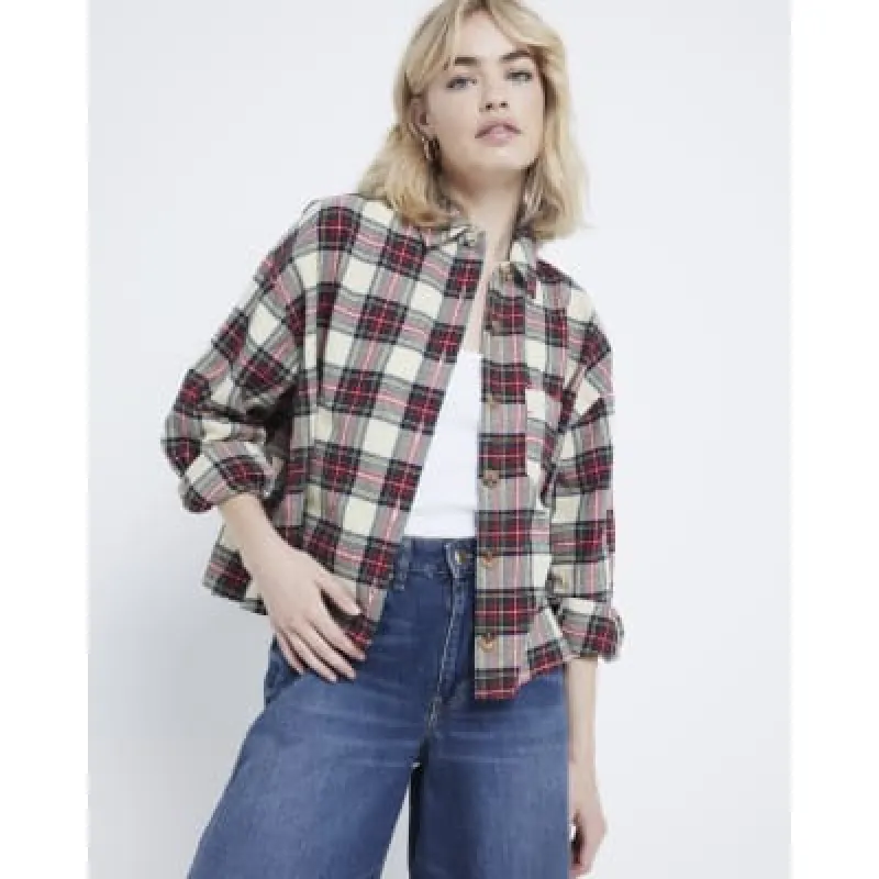 Red check cropped shirt sold by River Island