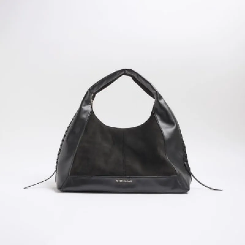 Black Whipstitch Slouch Tote Bag sold by River Island
