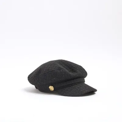 Black boucle baker boy hat sold by River Island