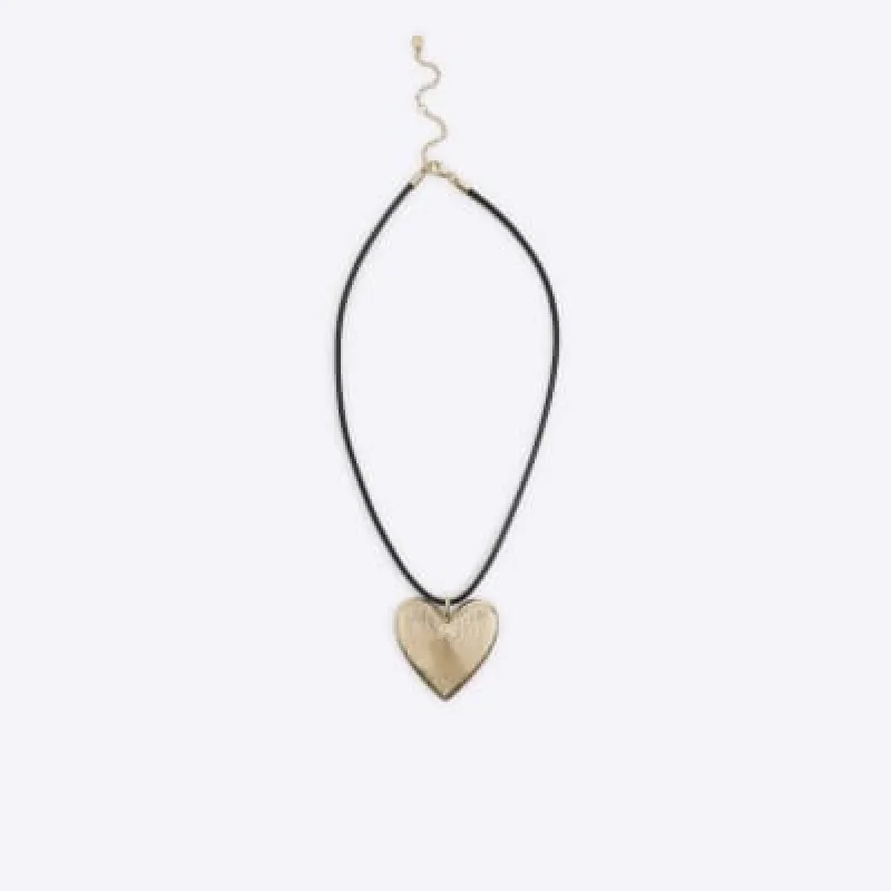 Black heart pendant cord necklace sold by River Island