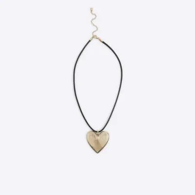 Black heart pendant cord necklace sold by River Island