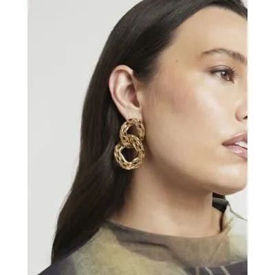 Gold chain link drop earrings sold by River Island