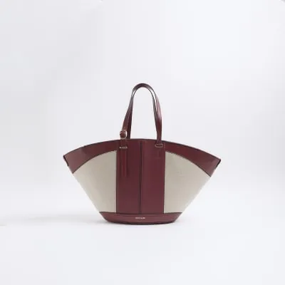 Beige canvas large fanned tote bag sold by River Island
