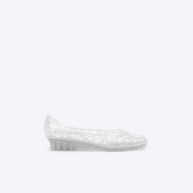 Silver JuJu metallic jelly ballet pumps sold by River Island