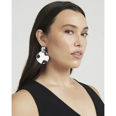 Silver disc drop earrings sold by River Island