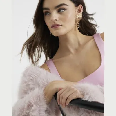 Gold Flower Drop Crystal Earrings sold by River Island