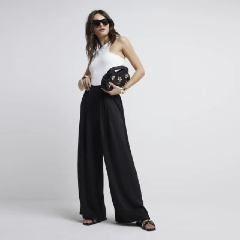 Black Palazzo Wide Leg Trousers sold by River Island