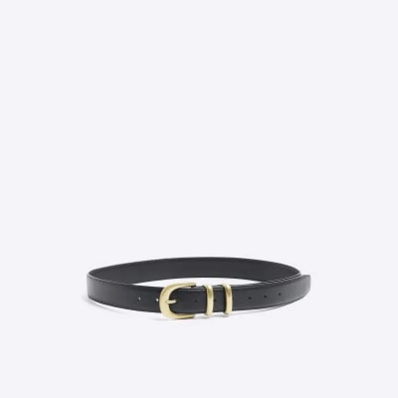 Black faux leather belt sold by River Island