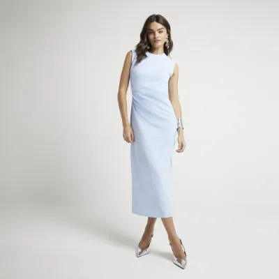Blue drape shift midi dress sold by River Island