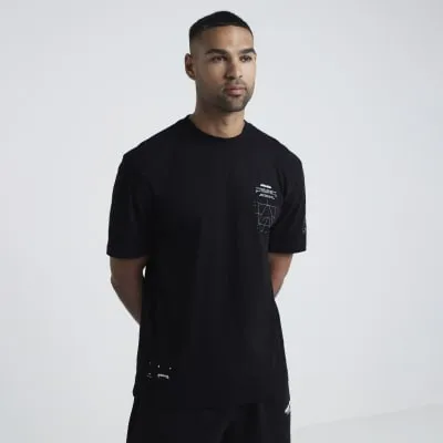 Black regular fit graphic t-shirt sold by River Island