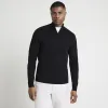 Black slim fit viscose half zip jumper sold by River Island