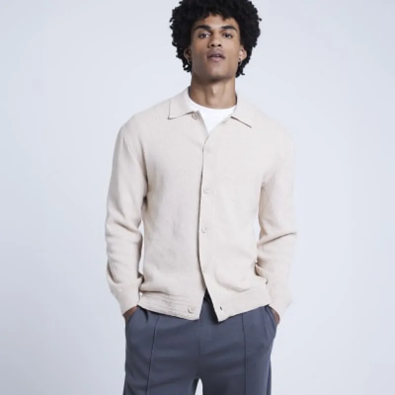 Stone Slim Fit Knit Boucle Cardigan sold by River Island