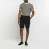 Black slim fit belted chino shorts sold by River Island