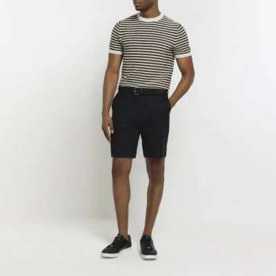 Black slim fit belted chino shorts sold by River Island