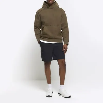 Black regular fit cargo shorts sold by River Island