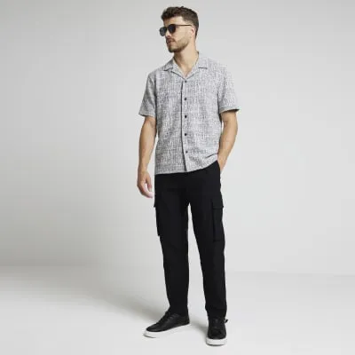 Grey regular fit boucle revere shirt sold by River Island