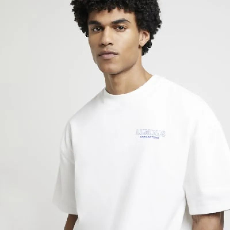 White oversized fit graphic print t-shirt sold by River Island