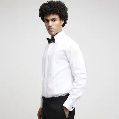 White slim fit formal long sleeve shirt sold by River Island