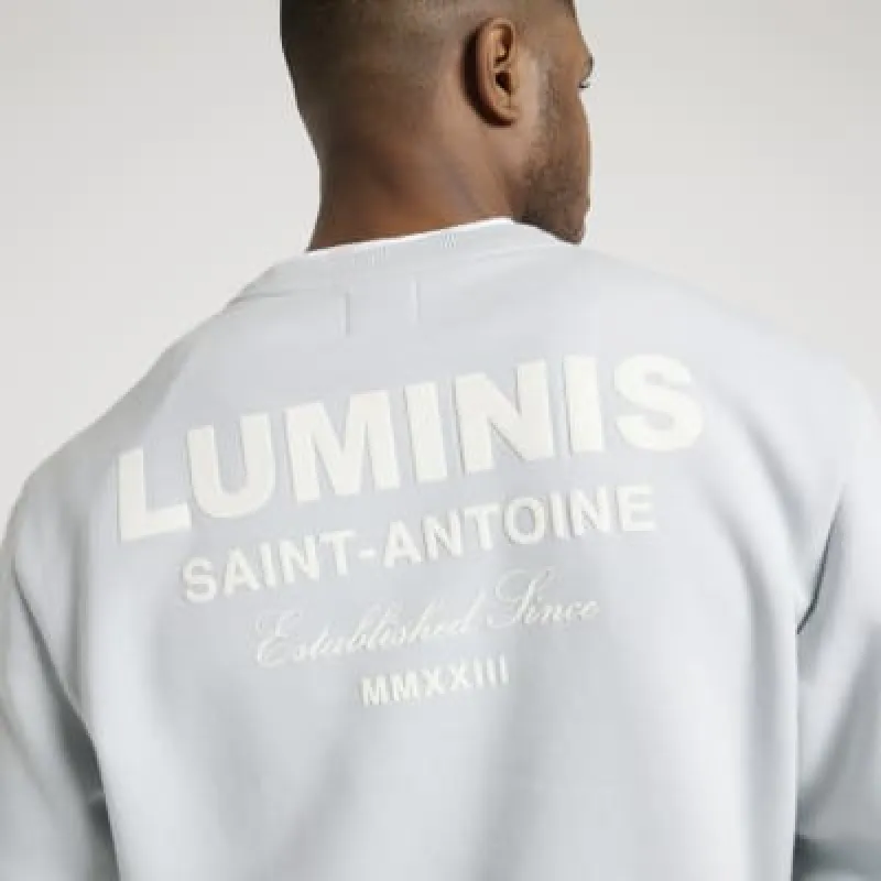 Blue regular fit graphic print sweatshirt sold by River Island