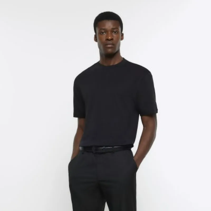 Black RI Studio slim fit high neck t-shirt sold by River Island