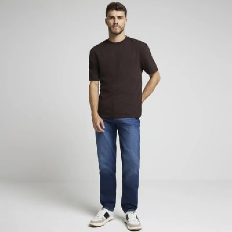 Brown  regular fit essential t-shirt sold by River Island