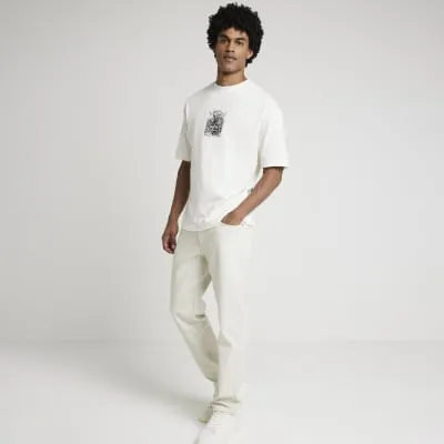 Ecru oversized fit graphic t-shirt sold by River Island