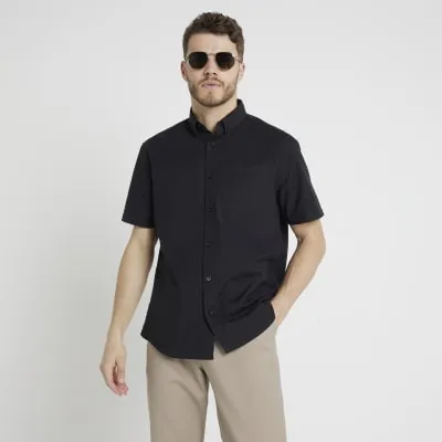 Black regular fit laundered shirt sold by River Island
