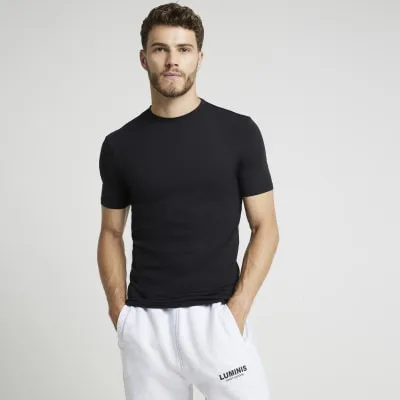 Black Muscle Fit T-shirt 3PK sold by River Island