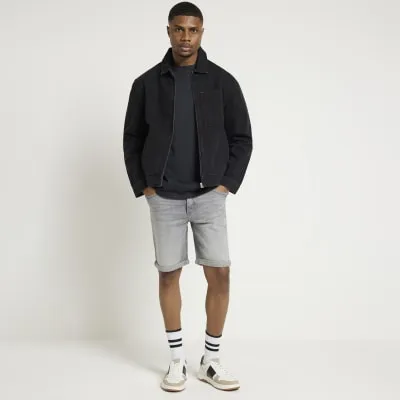 Grey slim fit turned denim shorts sold by River Island