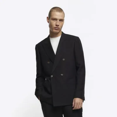 Black slim fit Linen blend blazer sold by River Island