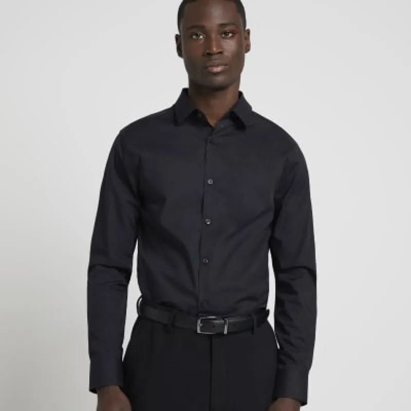 Black slim fit smart shirt sold by River Island
