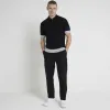 Black slim fit knitted polo shirt sold by River Island
