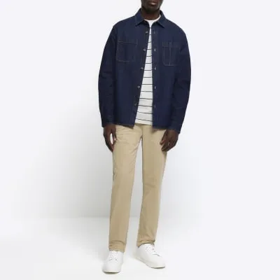 Stone slim fit casual chino trousers sold by River Island